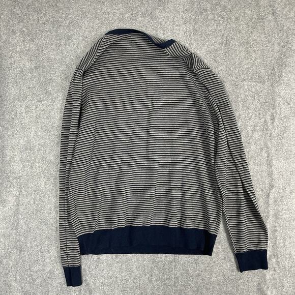 Nordstrom Mens Shop Striped Merino Wool Blend Sweater L Knit Washable Crew Blue - Picture 2 of 9